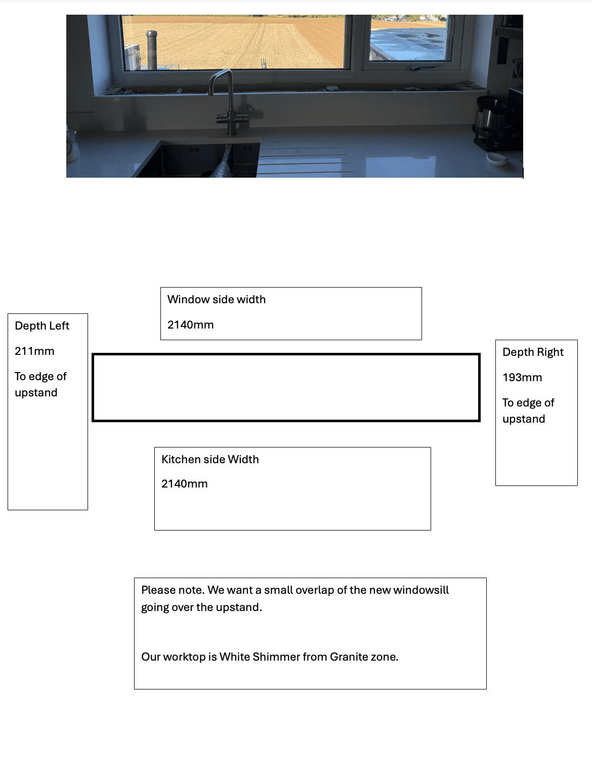 Quartz Window Sill - White shimmer