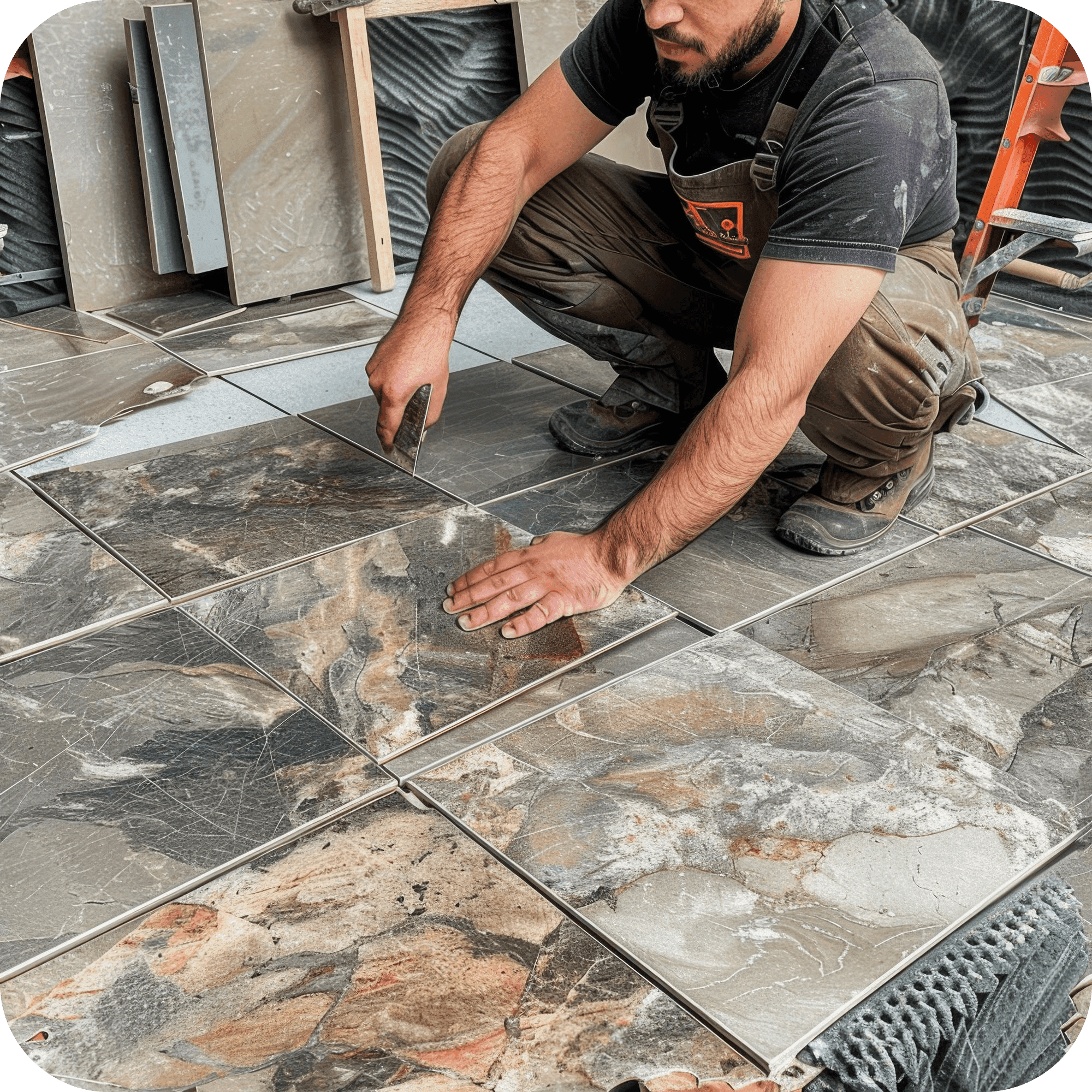 Illustration of floor tiling services