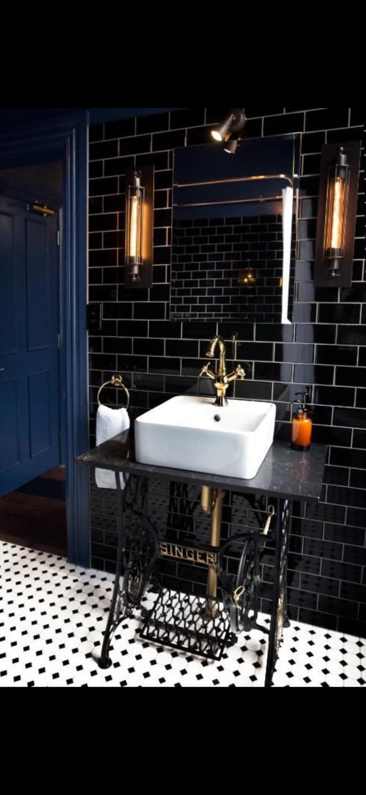 Black & gold stone wc vanity top – 900mm x 430mm